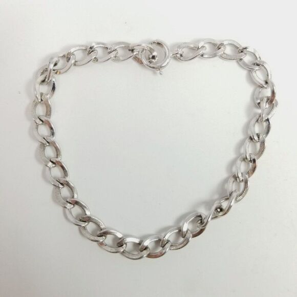 Vintage Sterling Silver Chain Bracelet, Perfect for Charms, Unisex, Estate - Picture 1 of 7